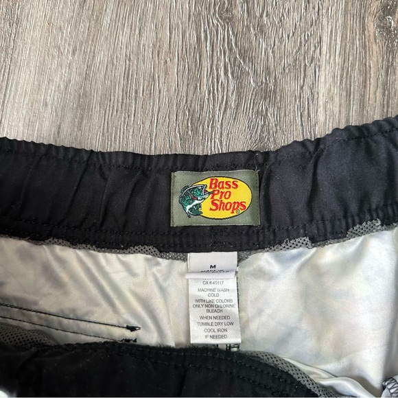 Bass Pro Shops fishing lure all over print black yellow green red swim trunks - Picture 2 of 4